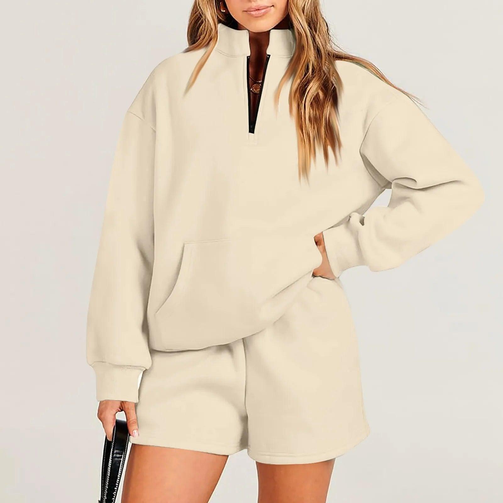 Women's Fashion Sweater Shorts Suit