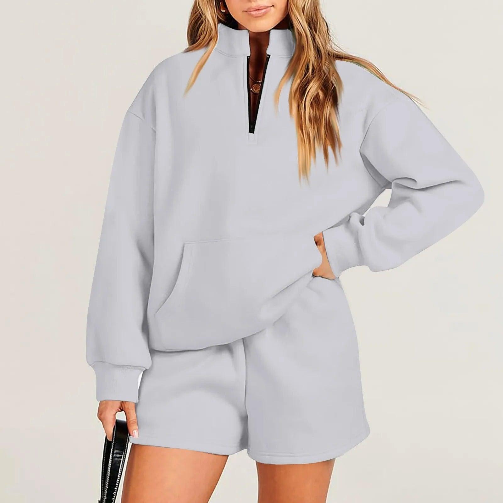 Women's Fashion Sweater Shorts Suit