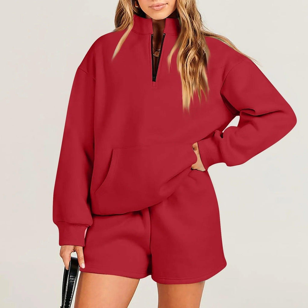 Women's Fashion Sweater Shorts Suit