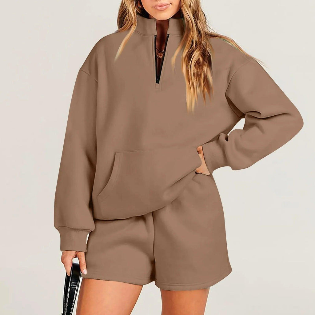 Women's Fashion Sweater Shorts Suit