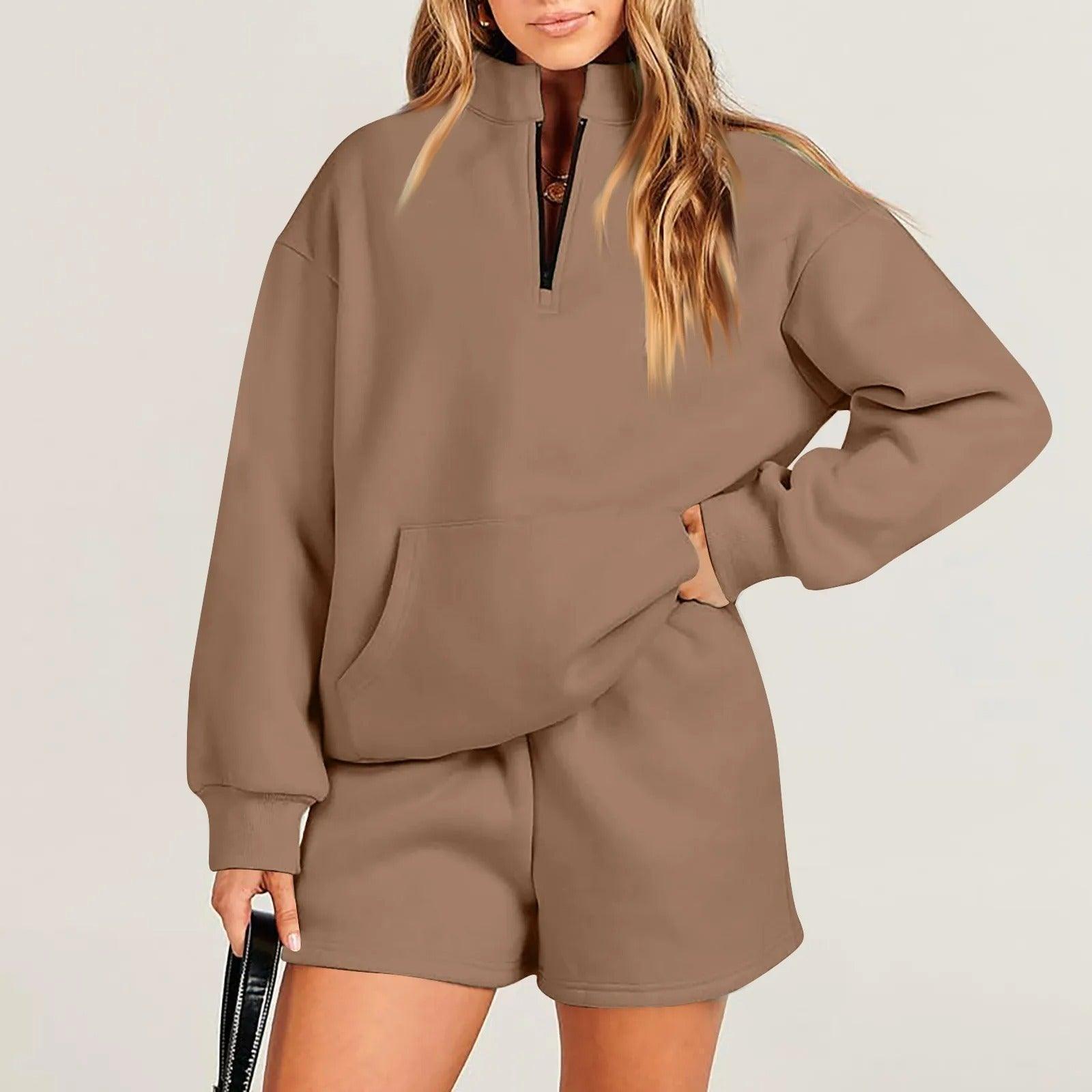 Women's Fashion Sweater Shorts Suit