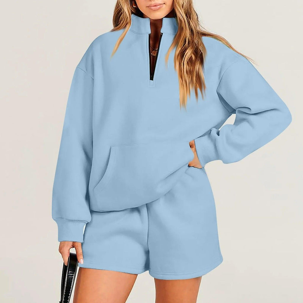 Women's Fashion Sweater Shorts Suit